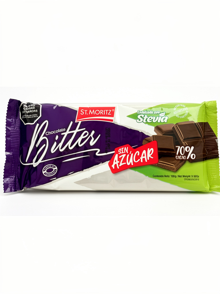 BITTER CHOCOLATE ST MORITZ 100 GR 70%