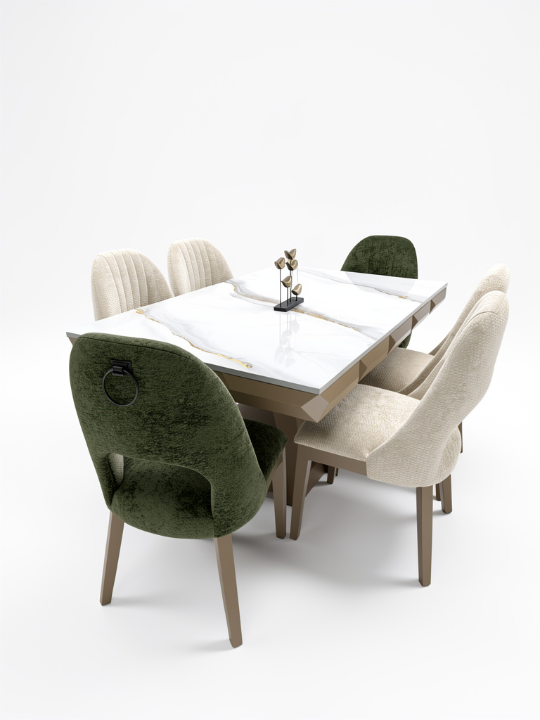 COMEDOR 6 SILLAS TAPIZADAS CON TABLERO PVC (STO)