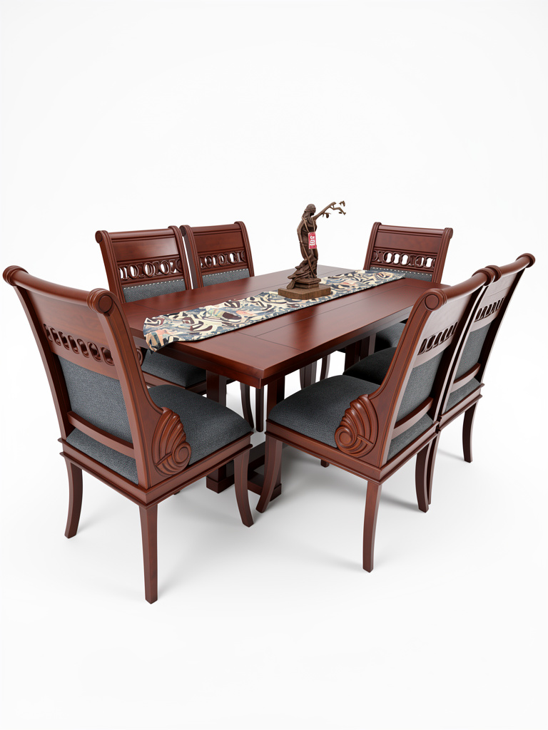 COMEDOR DE 6 SILLAS CARACOL Y TABLERO DE GERARDO ORTIZ PURA MADERA