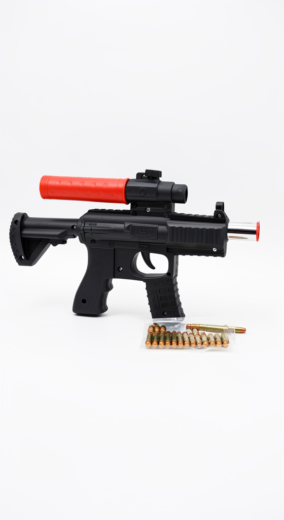 J0074 rifle negro con municiones