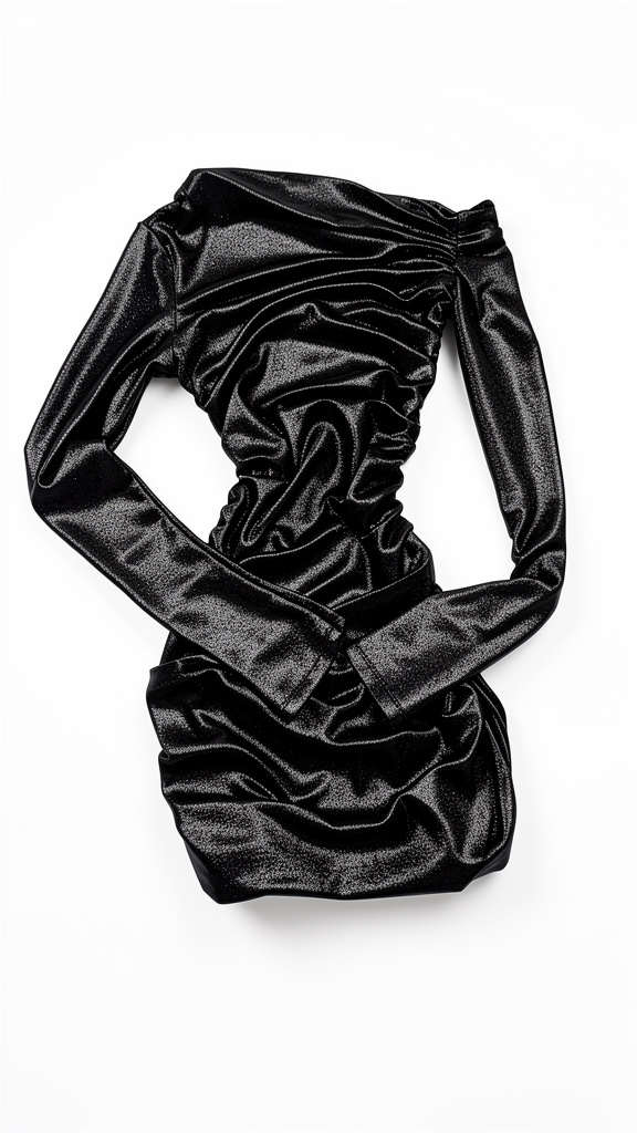 Vestido negro brillante manga larga