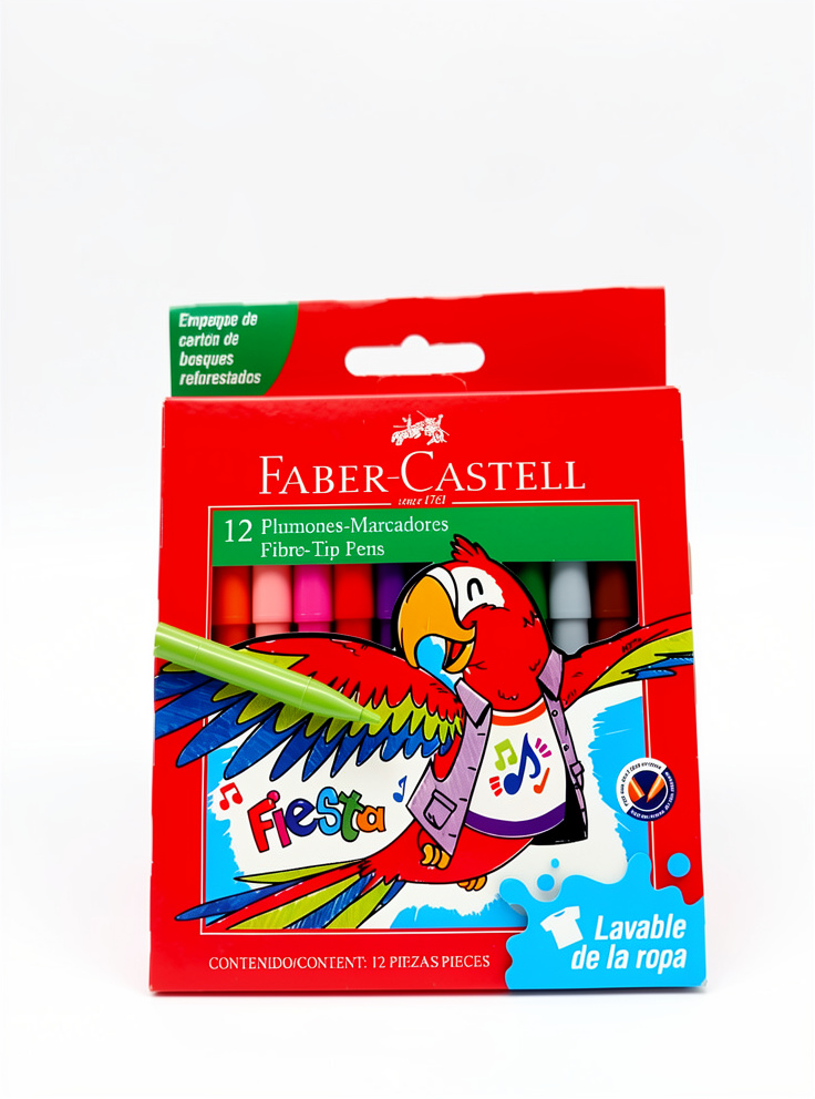 MARCADORES FABER CASTELL PUNTA FINA - 12 PZS