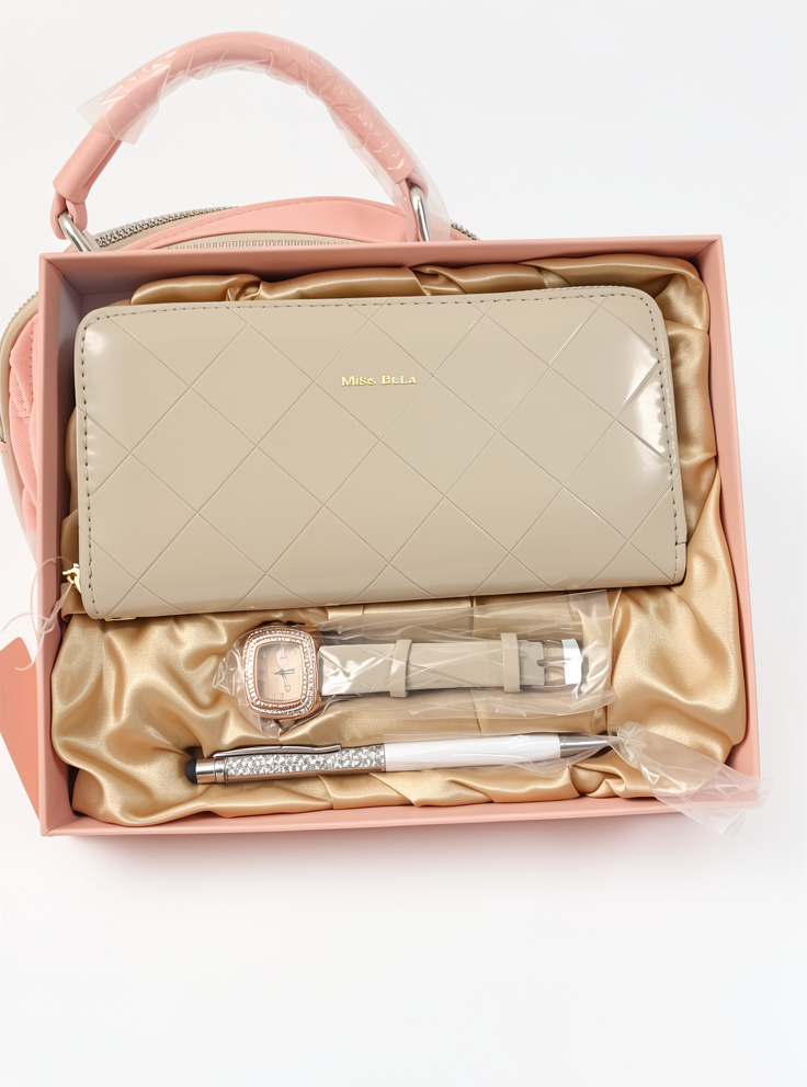 SET BILLETERA + RELOJ + BOLIGRAFO MARCA MISS BELA