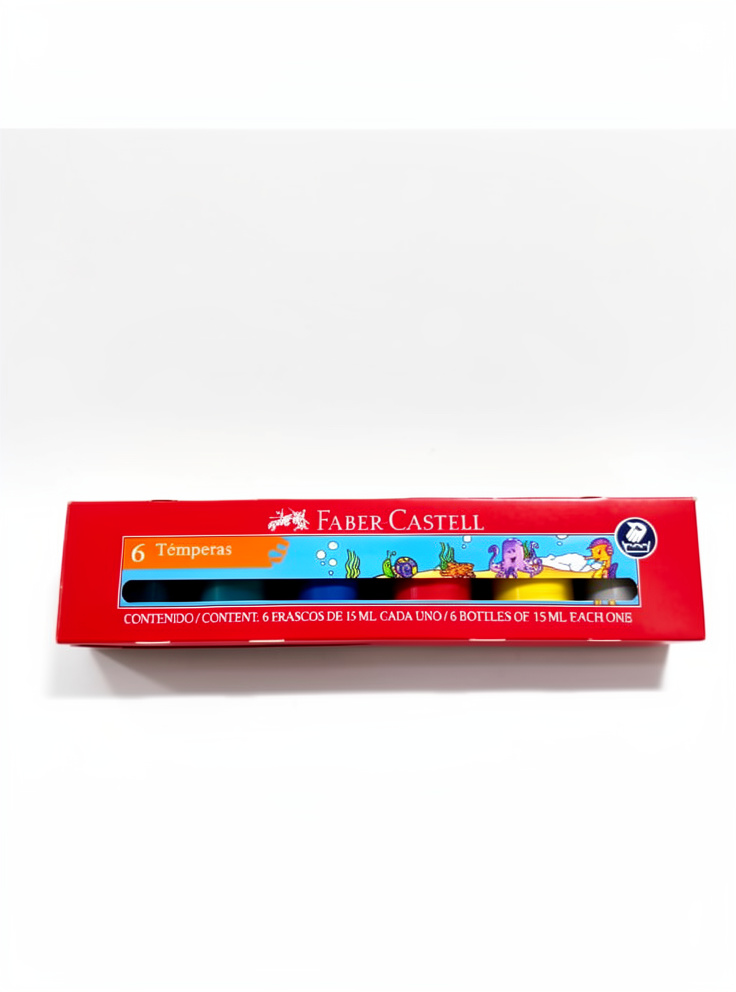 TEMPERAS FABER CASTELL 15ML - 6 UNIDADES