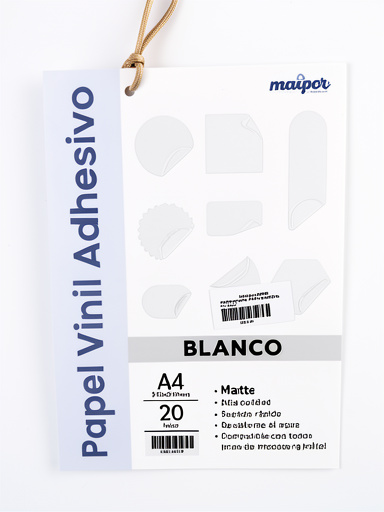 PLANCHA DE STICKER EN VINIL BLANCO O TRANSP SIN CORTE