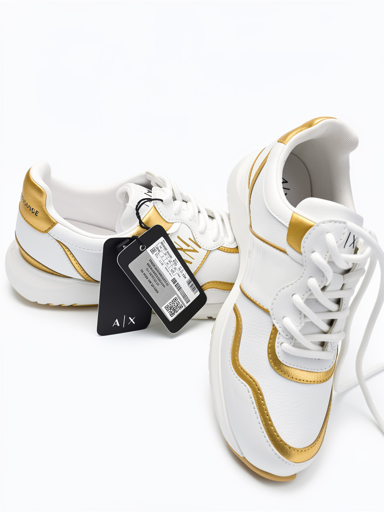 A|X tenis blancos dorados/ certificado de autenticidad