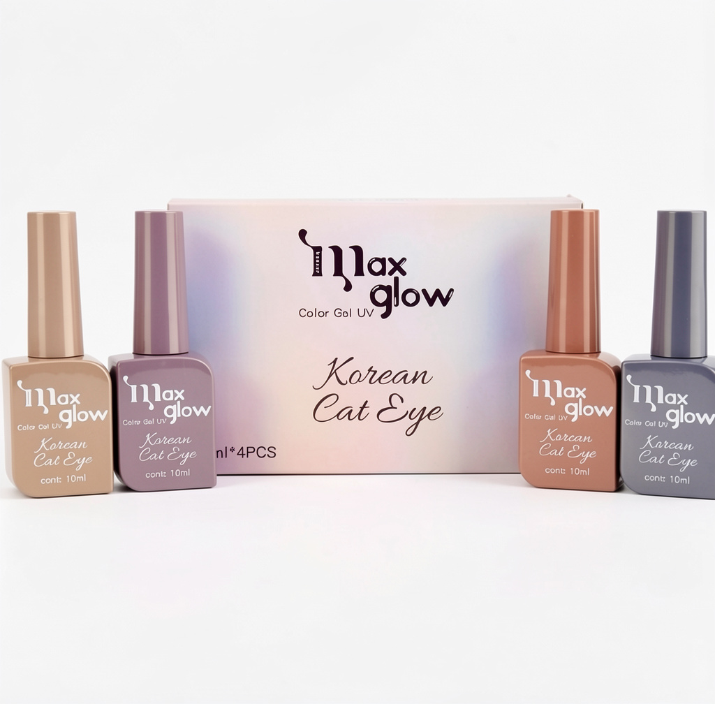 Korean Cat Eye Colección MaxGlow Esmalte gel UV cuadrado 10ml en tonos nude y lila