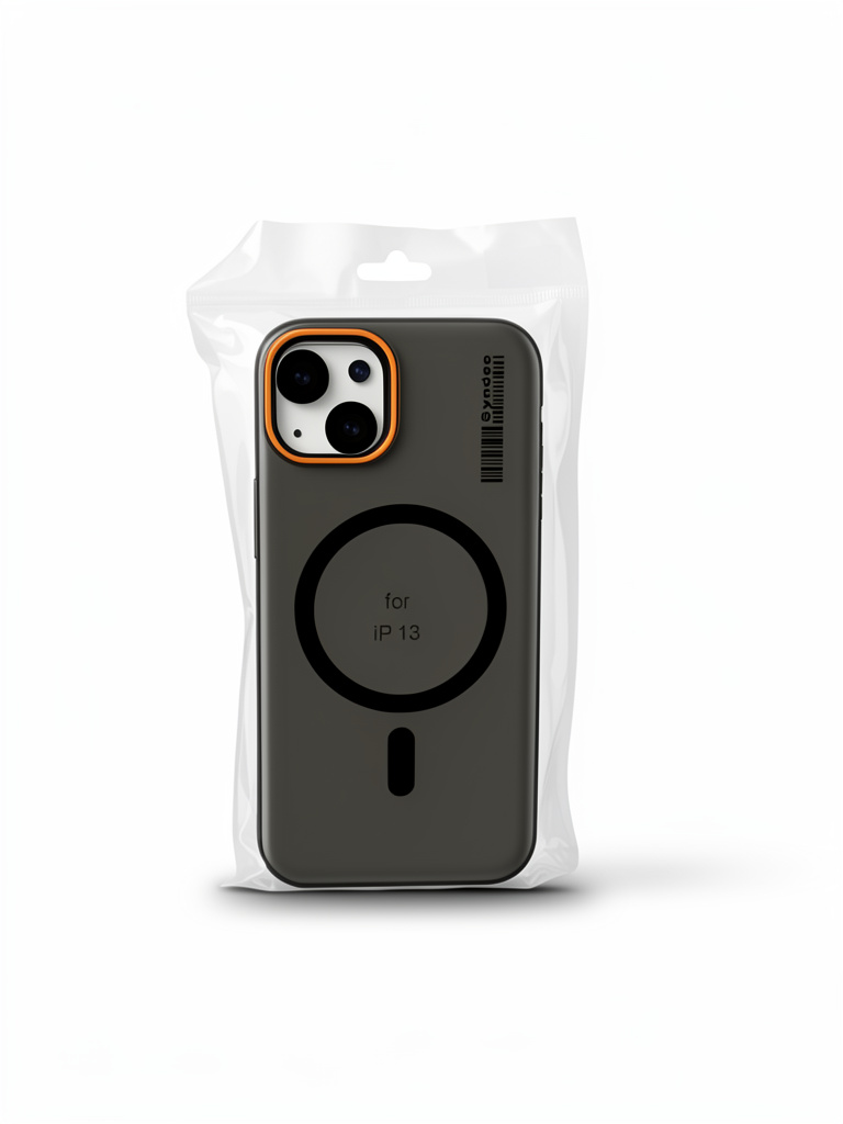 Funda MagSafe Mate negra marco naranja