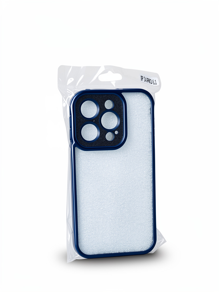 Funda Transparente brillitos azules en camara