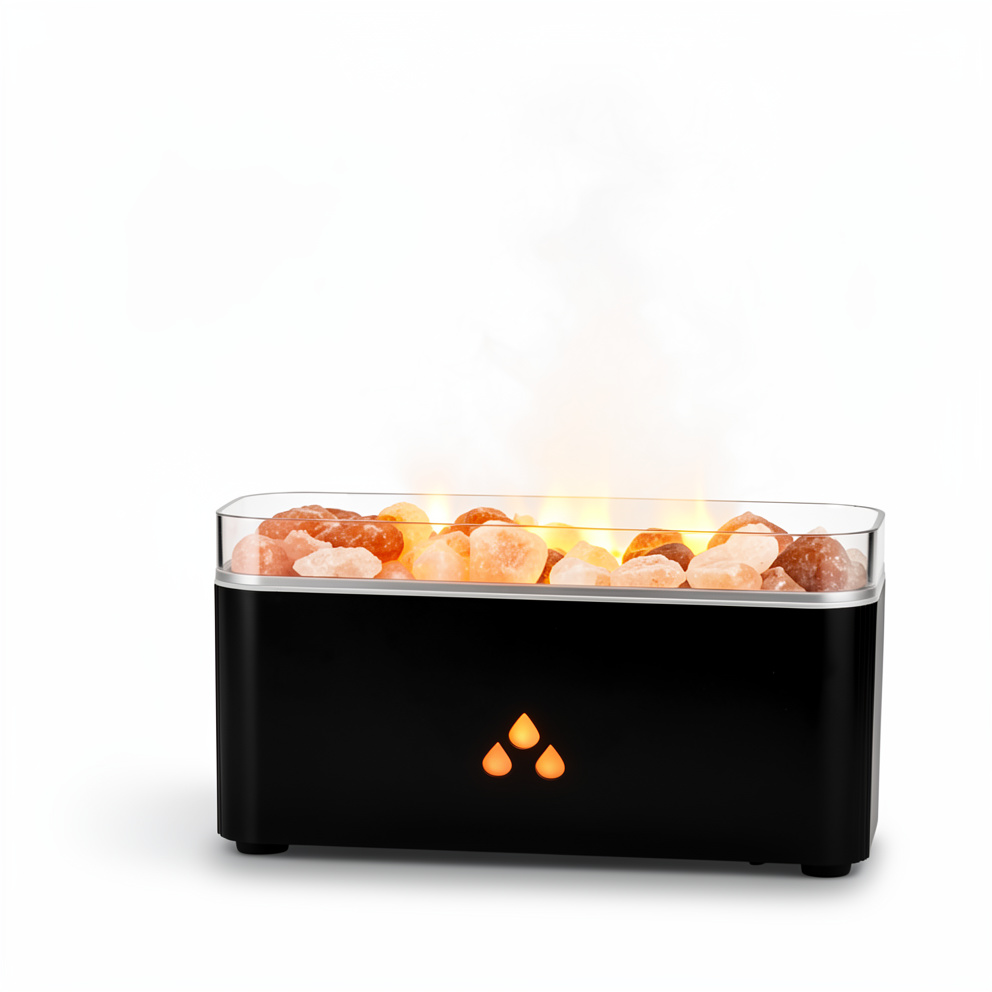 Humidificador llama con piedras de sal