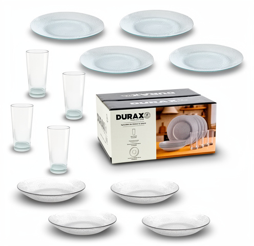 Set Platos y Vasos Durax x12 Piezas