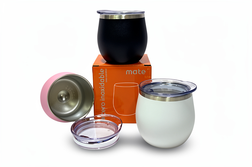 Mate Vaso Acero Inox Con Tapa