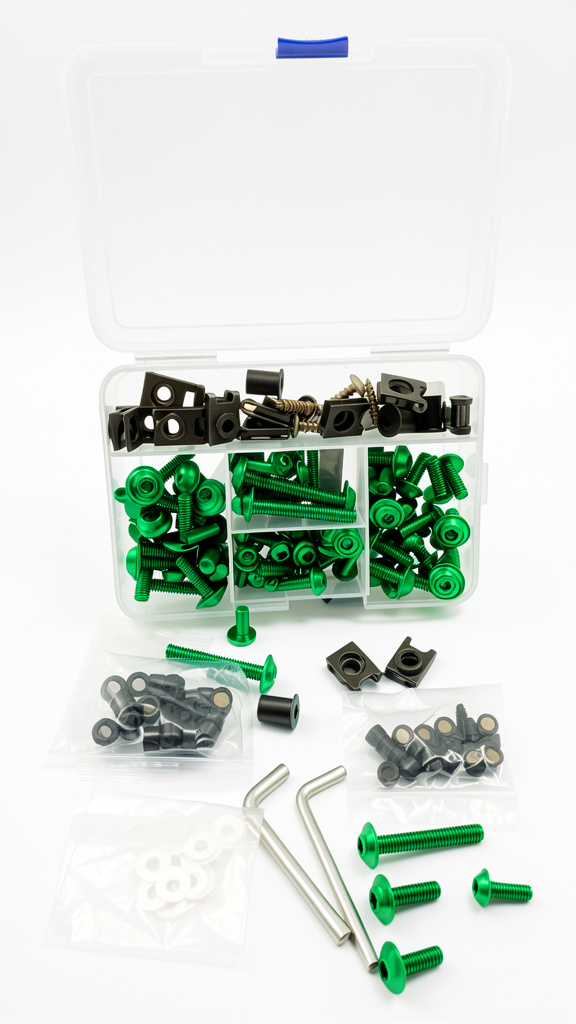 KIT TORNILLOS ANODIZADO 177 PIEZAS COLOR VERDE