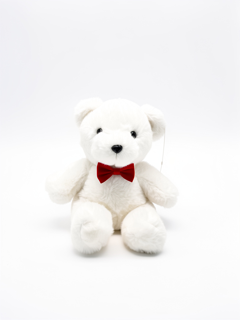 Oso blanco con moño rojo