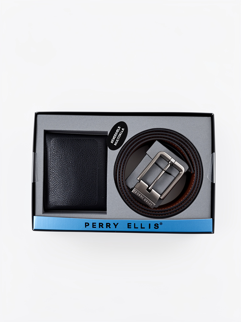 Perry Ellis cartera y cinturón reversible