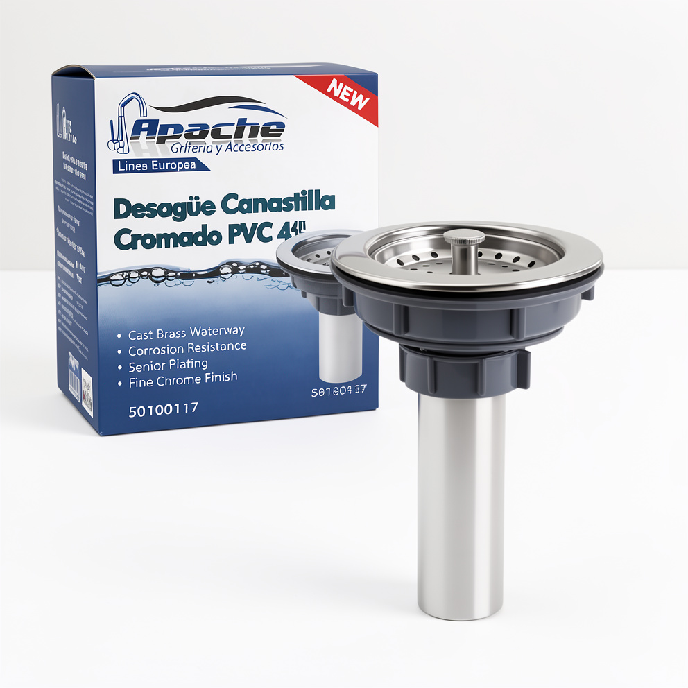 CANASTILLA DE DESAGUE CROMADO PVC 4"  APACHE
