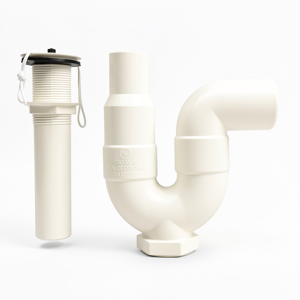 TRAMPA PVC 2 CON DESAGUE SIN REBOSE  BLANCO TITOMAC