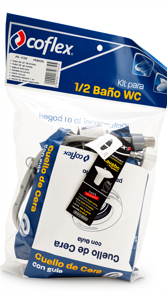 KIT DE INSTALACIÒN PARA LAVADO  PARA BAÑO WC 1/2 COFLEX