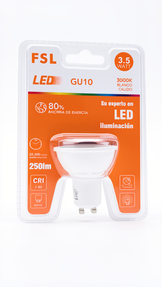 DICROICO FSL 3.5 LUZ BLANCO CALIDO  GU10
