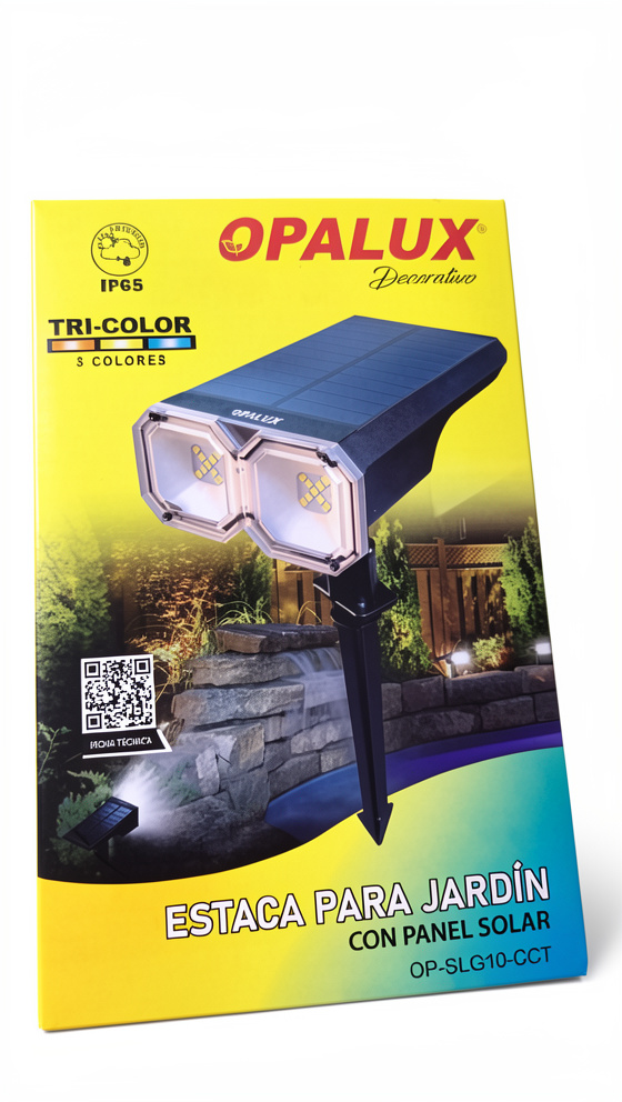 ESTACA PARA JARDIN CON PANEL SOLAR "OPALUX" TRICOLOR