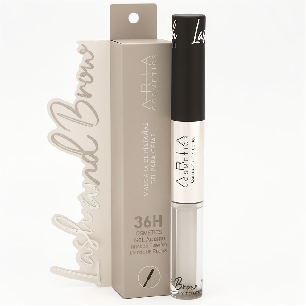 Máscara Y Gel Para Cejas  Aria Cosmetics Con Aceite De Ricino