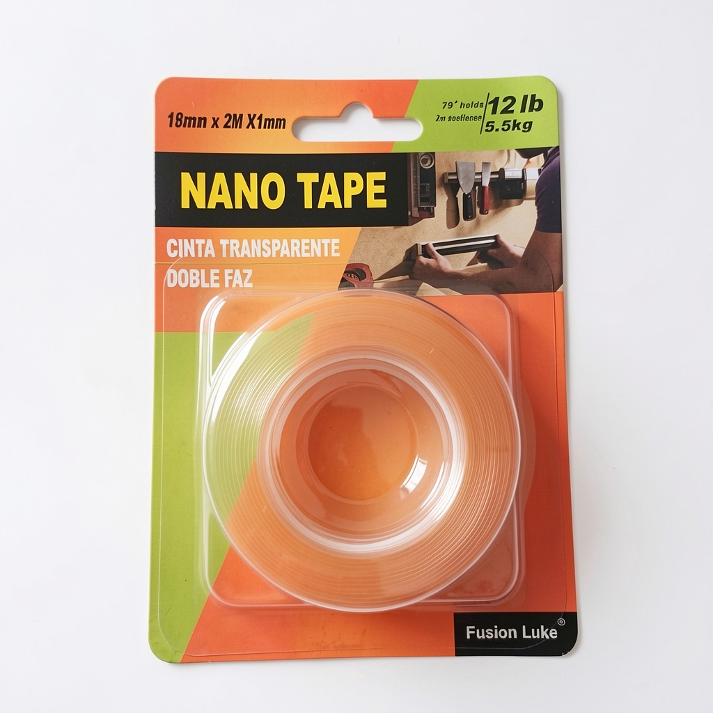 Cinta Doble Faz Transparente 2Mts Importada