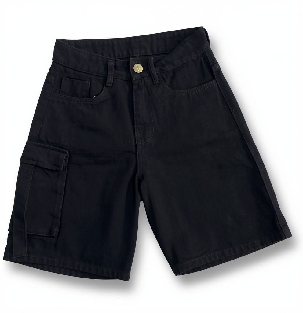Bermudas Negra de una tira lisa