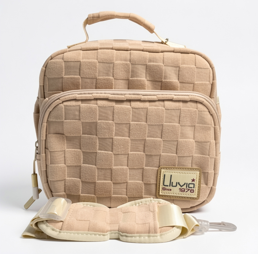 Lonchera juvenil Lluvia color beige con cuadros