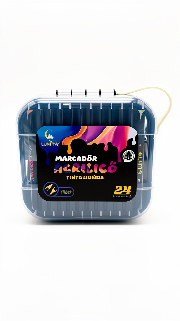 Plumones Acrilico doble punta profesional Lunita 24pz (Men: $290 May: $250 Doc: $220 Caj: $200)