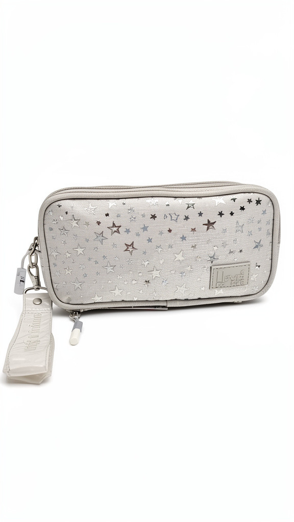 Lapicera Lluvia gris con estrellas plateadas