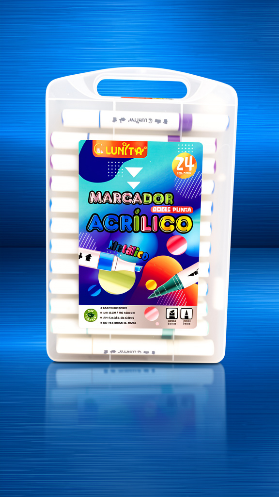 Plumones matalico en acrilico Lunita doble punta 24 colores (Men: $170 May: $160 Doc: $150)