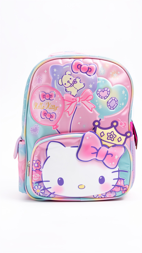 Mochila Primaria Hello Kitty rosa con morado pastel