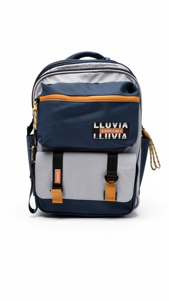 Mochila primaria Lluvia azul con naranja