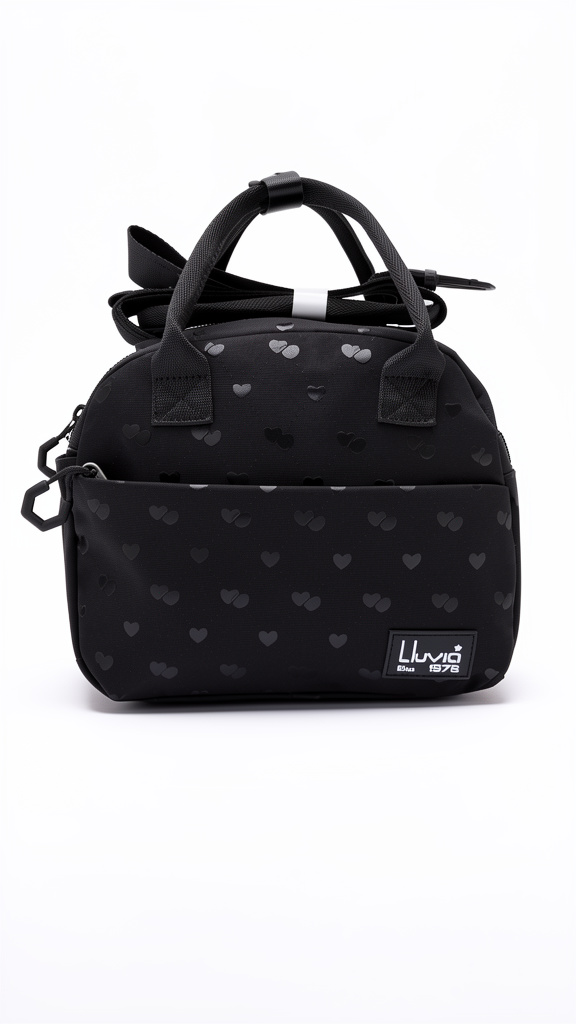 Lonchera lluvia negra de corazones minis