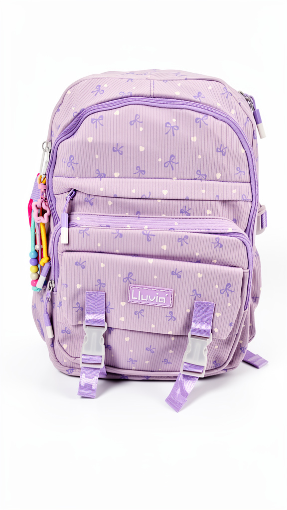 Mochila Lluvia primaria Lila con moños