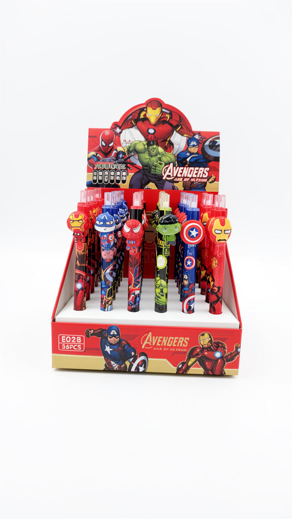 Plumas de gel tinta negra Avengers (Men: $15 May: $10 Caj: $8)