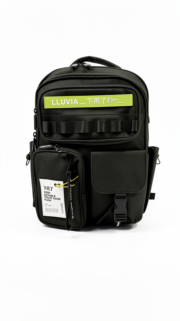 Mochila juvenil primaria Lluvia negra con verde