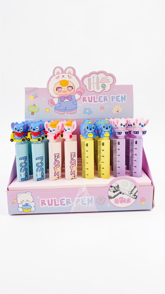 Pluma y regla 2 en 1 de stich tinta negra 48 pz (Men: $15 May: $12 Caj: $10)
