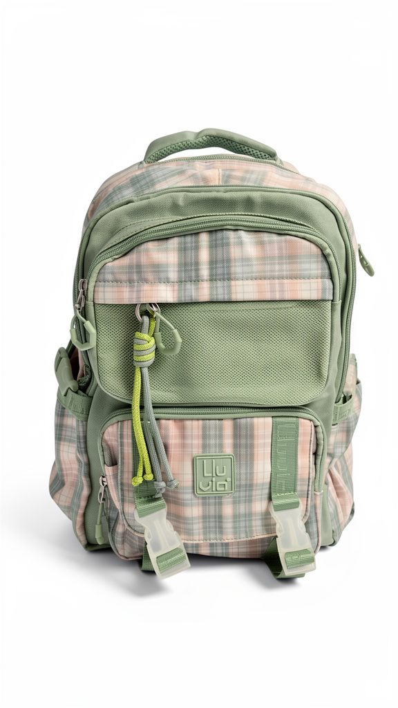 Mochila juvenil primaria verde agua tipo escocés