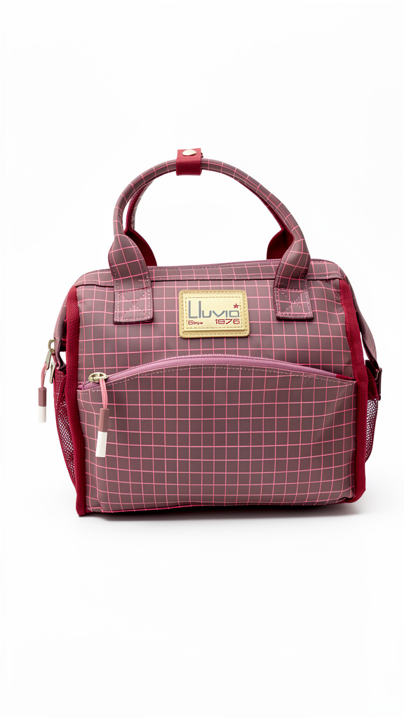 Lonchera Rosa fuerte de cuadros tipo bolsa