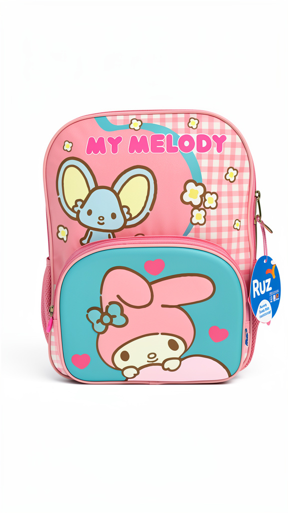 Mochila Primaria My Melody Ruz rosa pastel con verde