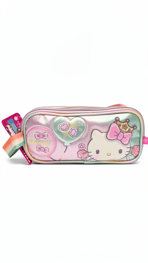 Lapicera de Hello Kity color morado pastel de 3 cierres
