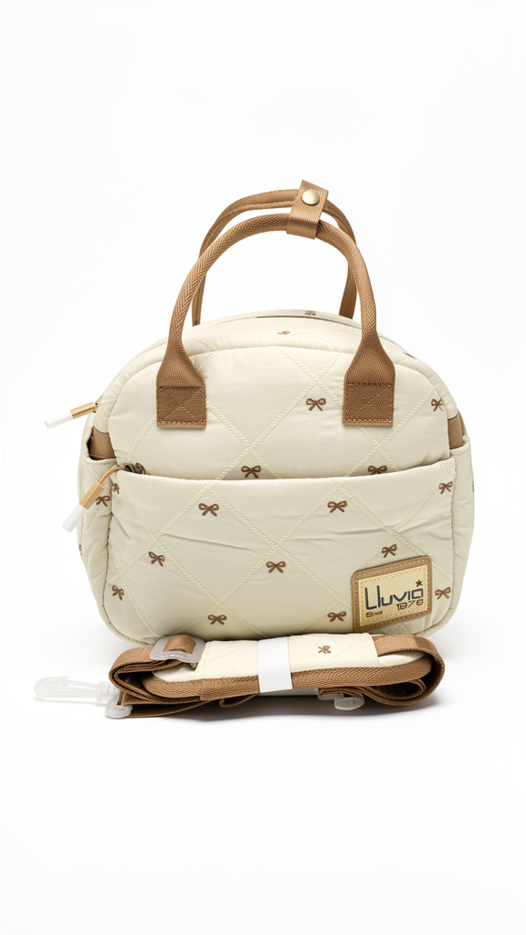 Lonchera Lluvia beige con moños cafes