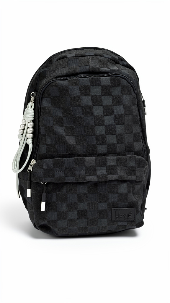 Mochila juvenil Lluvia color negro con cuadros grandes