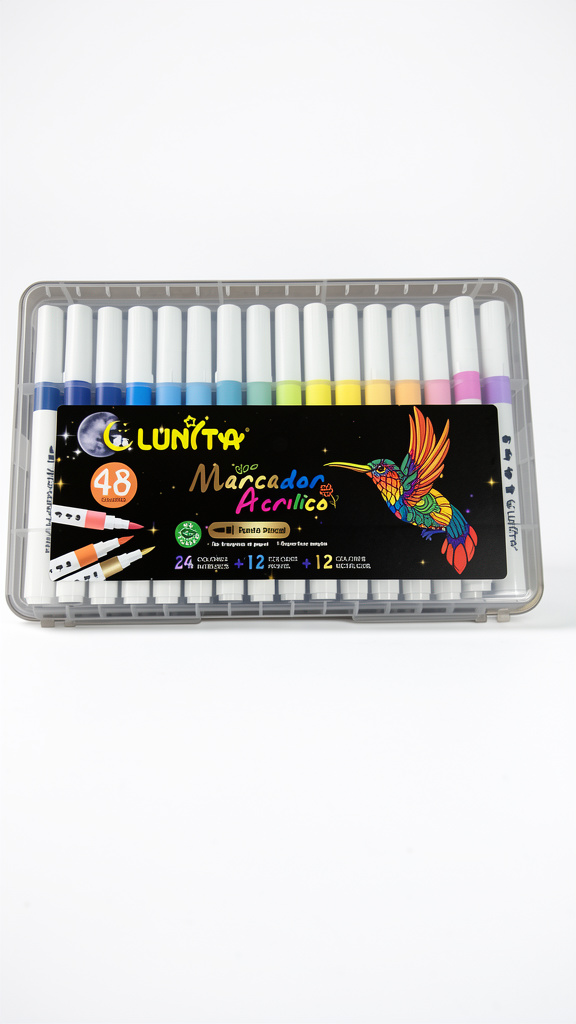Plumones en acrilico Lunita combinados 48 colores (Men: $170 May: $160 Doc: $150)