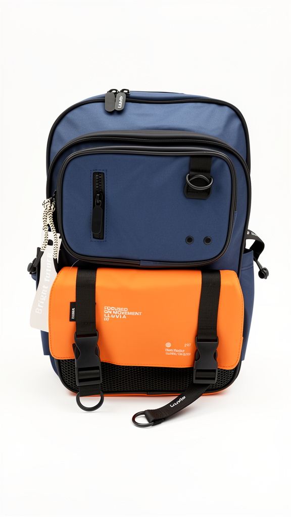 Mochila juvenil Lluvia azul fuerte con naranja