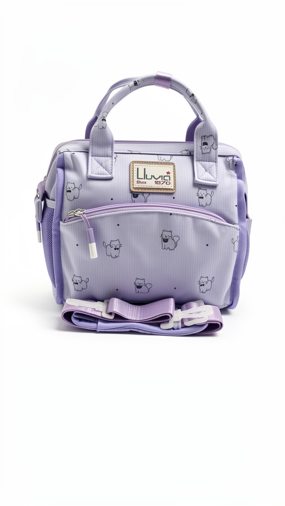 Lonchera Lila con gatos tipo bolsa