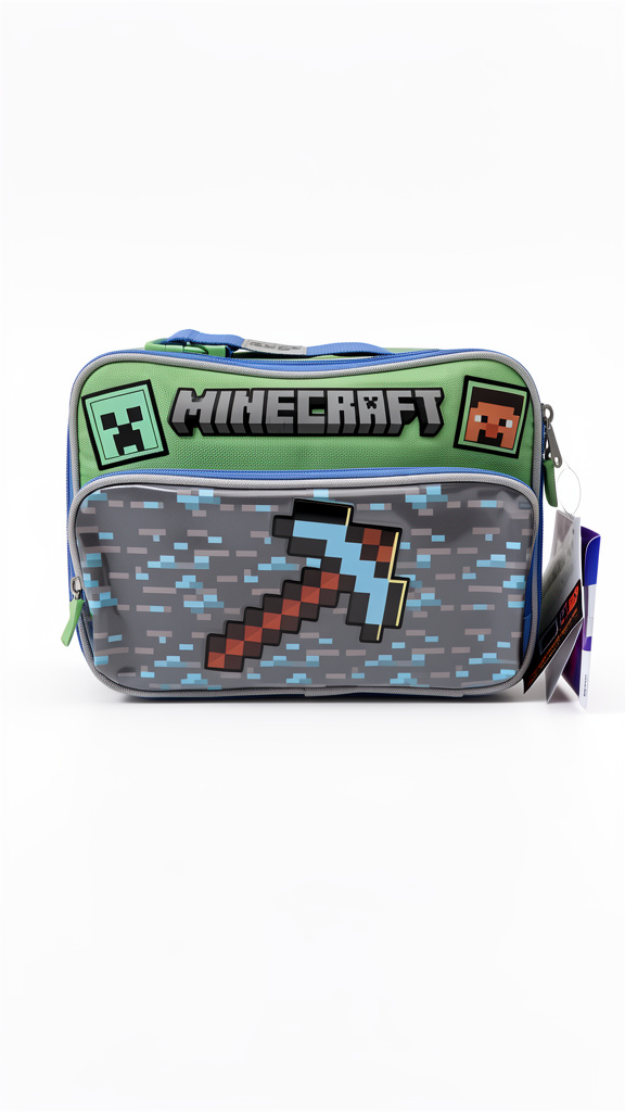 Lonchera de Minecraft verde con gris