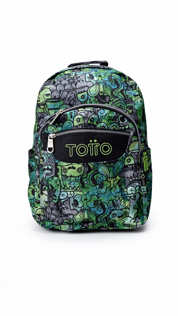 Mochila juvenil Totto grafitti color verde