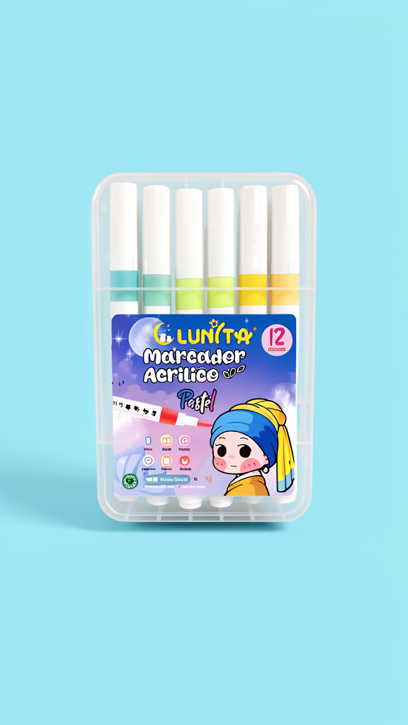 Plumones acrilico Lunita pasteles 12 colores (Men: $60 May: $50 Doc: $40)